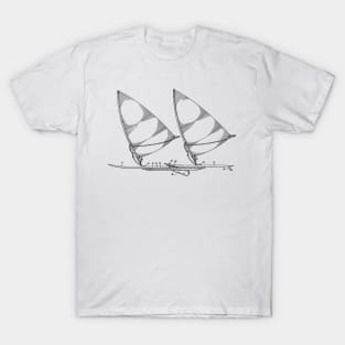 Composite Wind Surfboard Vintage Patent Hand Drawing T-Shirt